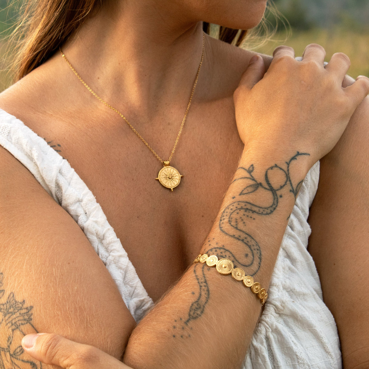Gold Sun Temple Bangle