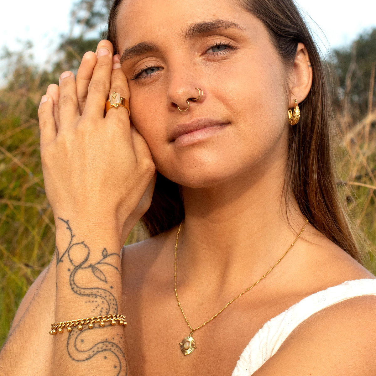Gold heart boheme earrings
