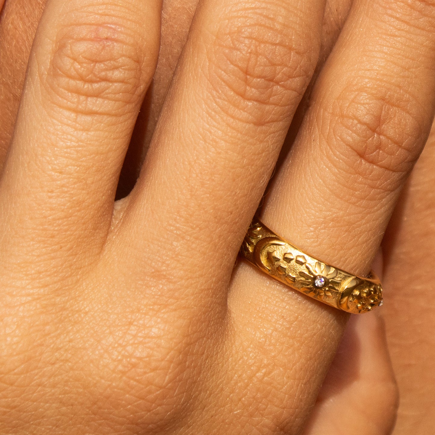Gold Celestial Ring with diamond accent