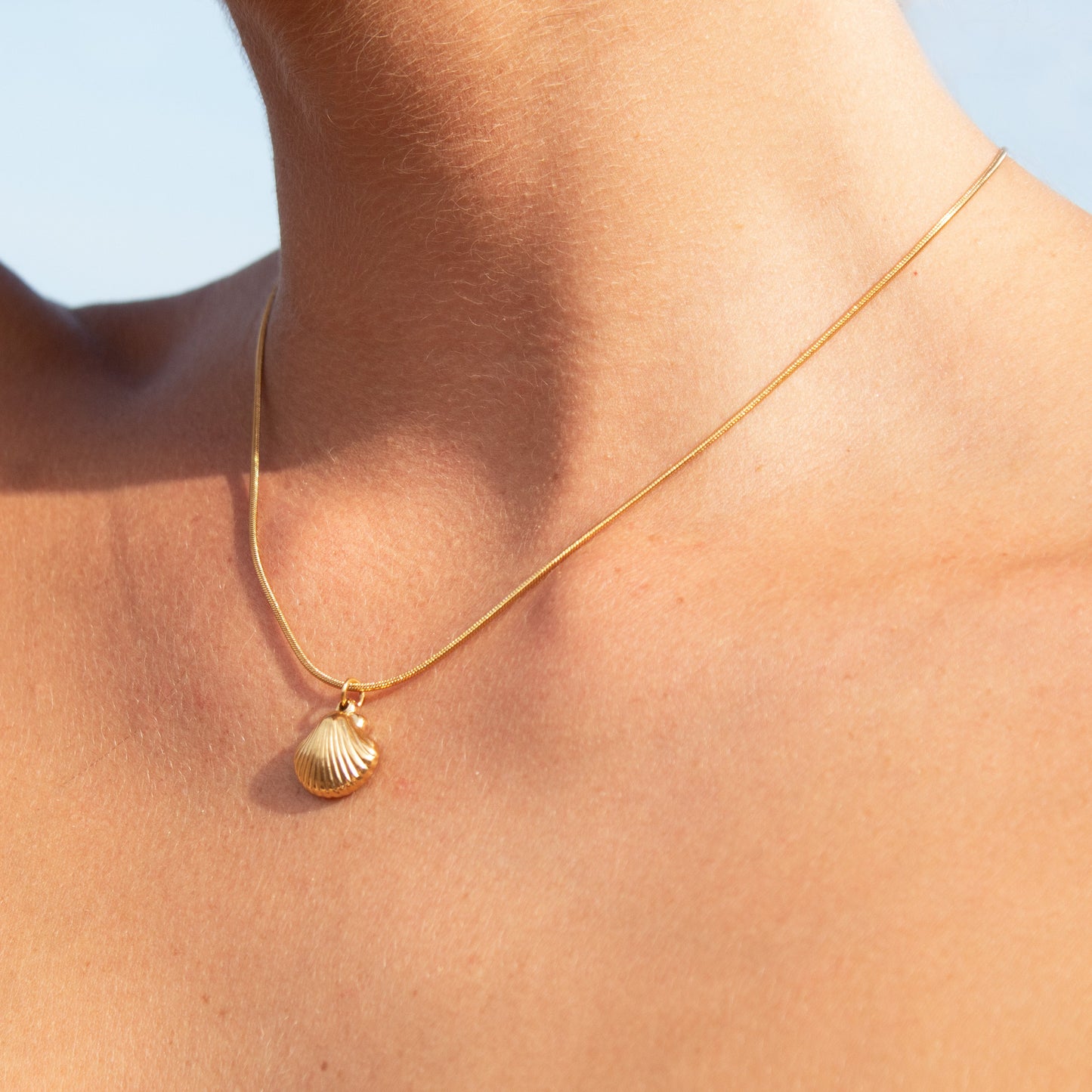 Gold shell pendant necklace