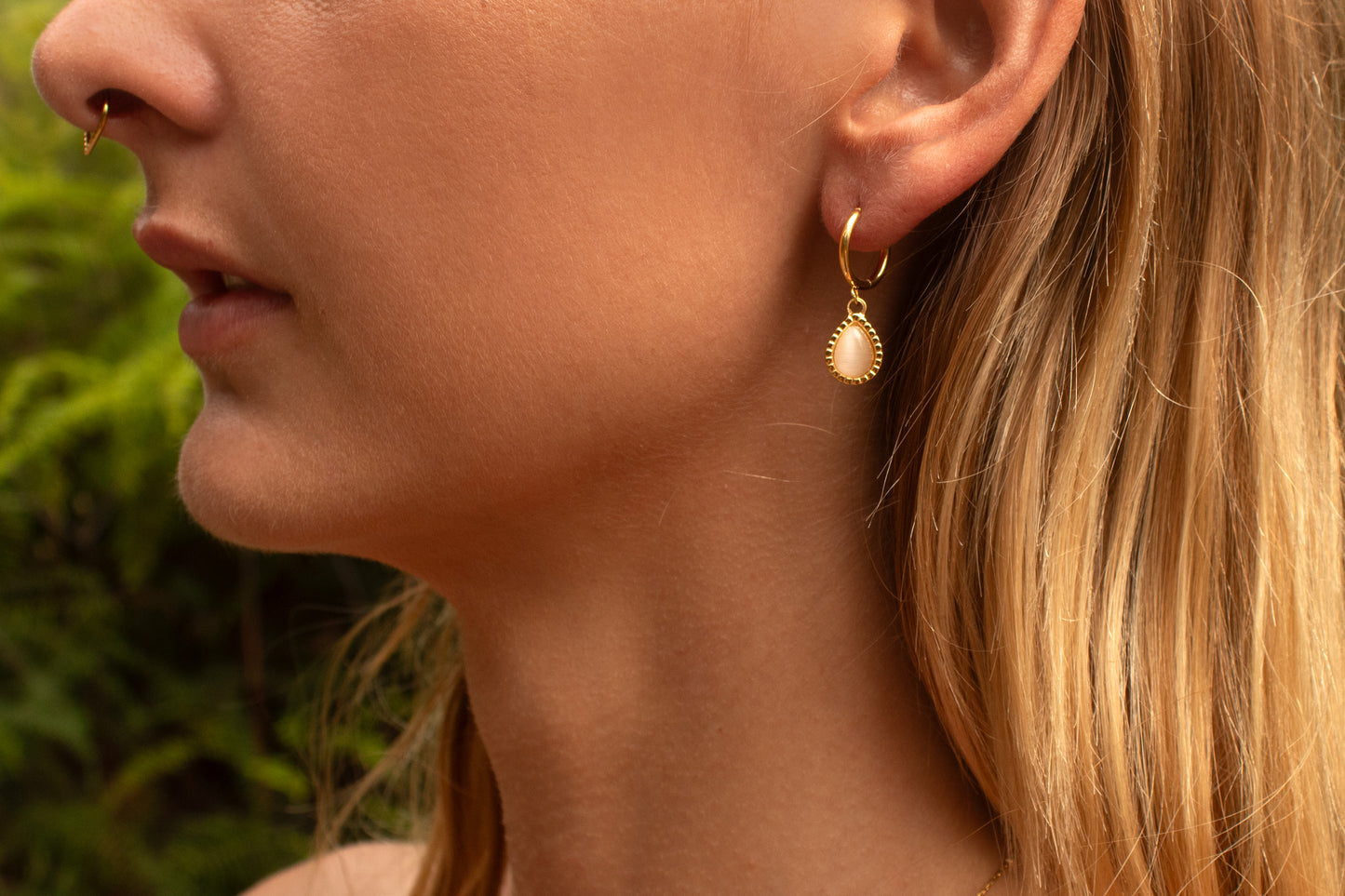 Pink Opal Droplet Earrings
