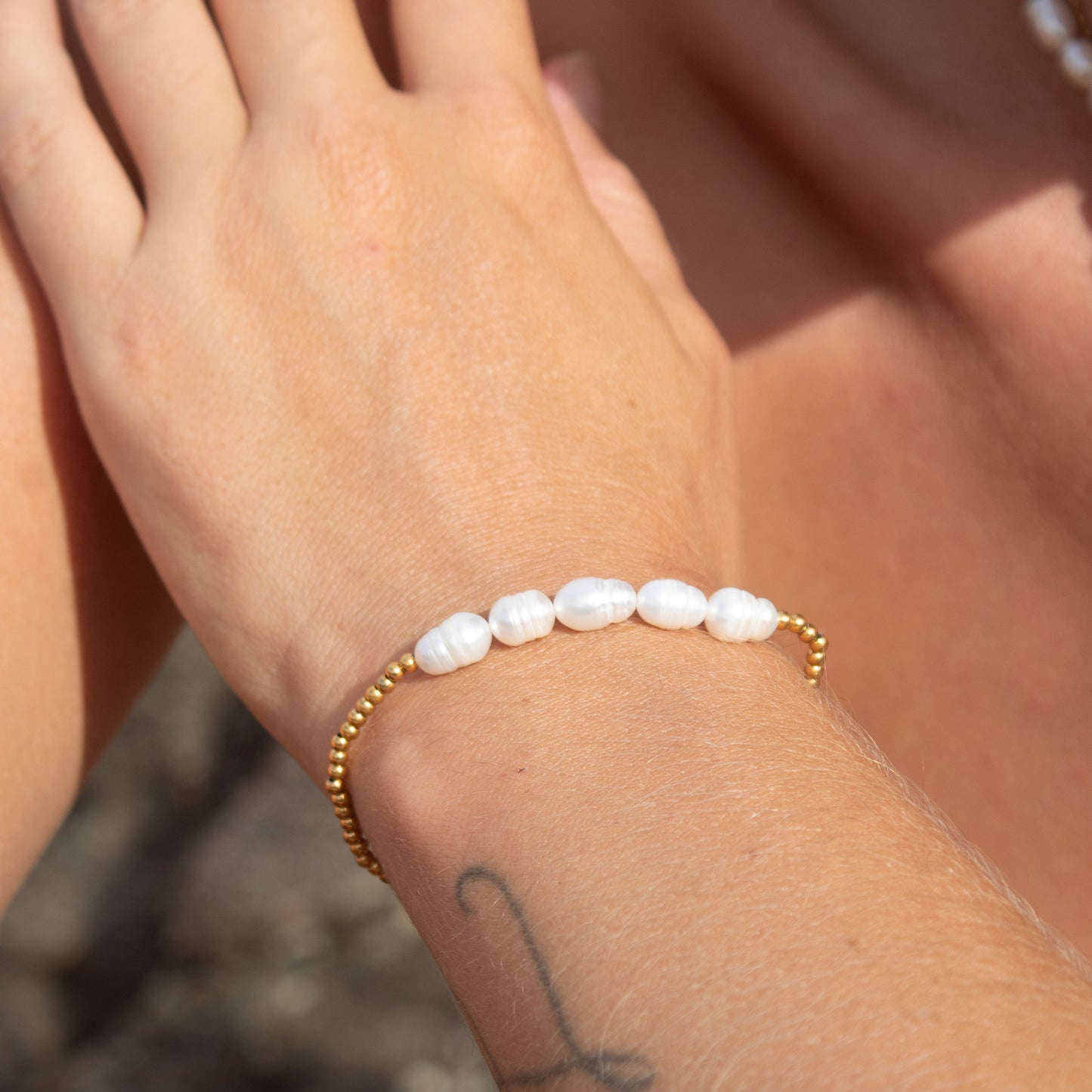 Abundant Pearl Bracelet with gold beads