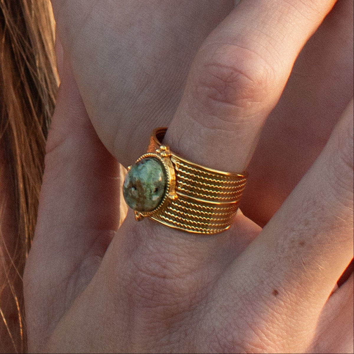 Halo Dream Ring with African Turquoise