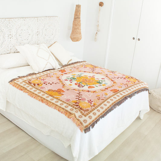 Bohemain Flower Blanket / Picnic Rug
