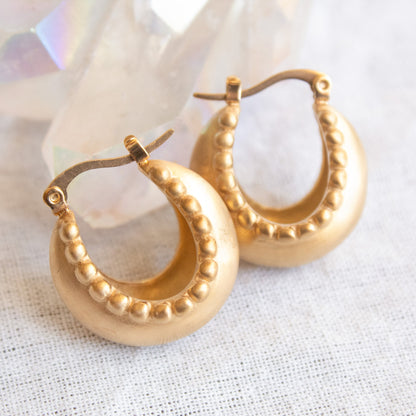 Gold Surya hoop earrings with beaded trim
