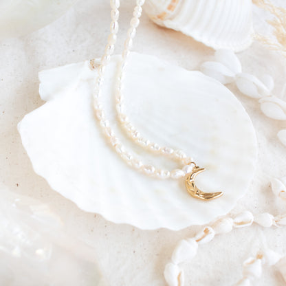 Gold moon Luna Pearl Necklace