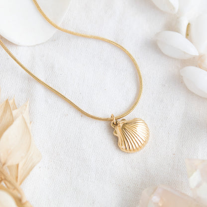 Gold seashell necklace