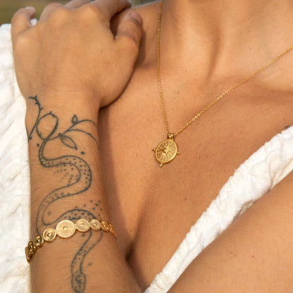 Gold Sun Gypsy necklace and bracelet set