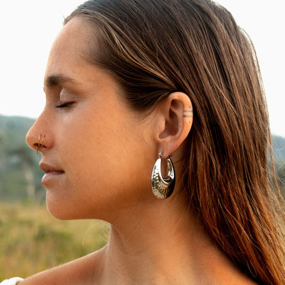 Silver Ghanta hoop earrings