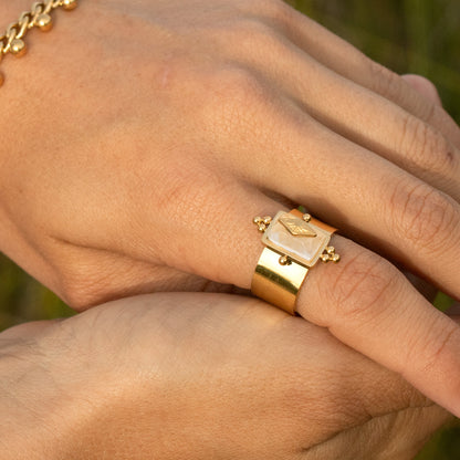 Gold Emperor Ring with mother-of-pearl inlay