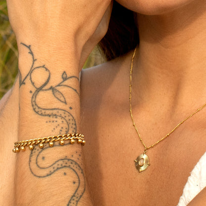 Gold Sanctuary Bracelet with beaded chain
