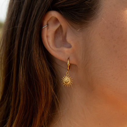 Gold sun drop earrings