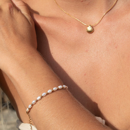 Sacred Shore pearl and gold bead bracelet