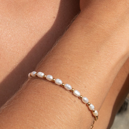 Sacred Shore pearl and gold bead bracelet