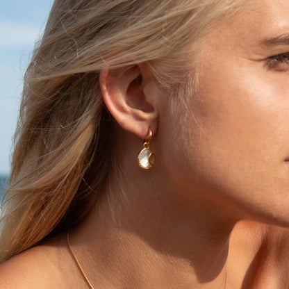 Gold mother of pearl drop earrings