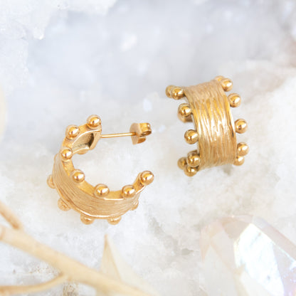 Gold Gypsy Love hoop earrings with beaded accents