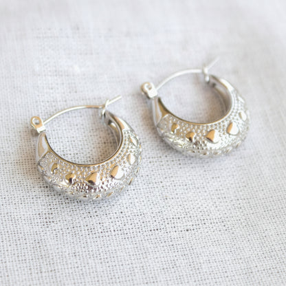 Silver heart hoop earrings