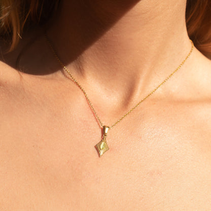 Gold Protection Necklace with peridot pendant