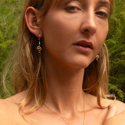 Gold serpent hoop earrings