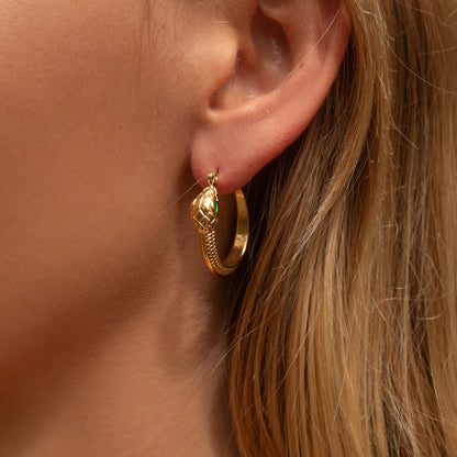 Ouroboros snake hoop earrings