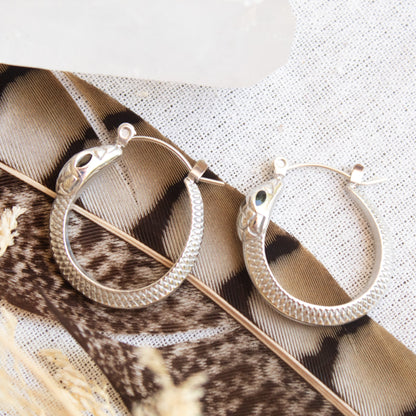 Ouroboros snake hoop earrings