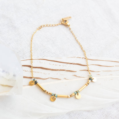 Gold Wild & Free bracelet with turquoise beads