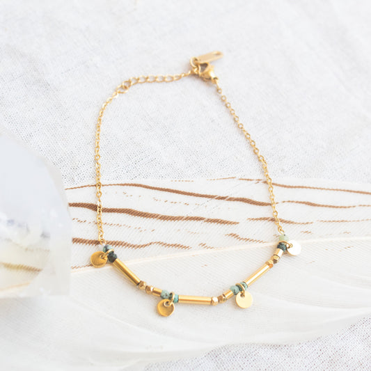 Gold Wild & Free bracelet with turquoise beads