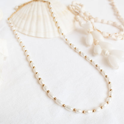 Sacred Shore pearl and gold bead necklace