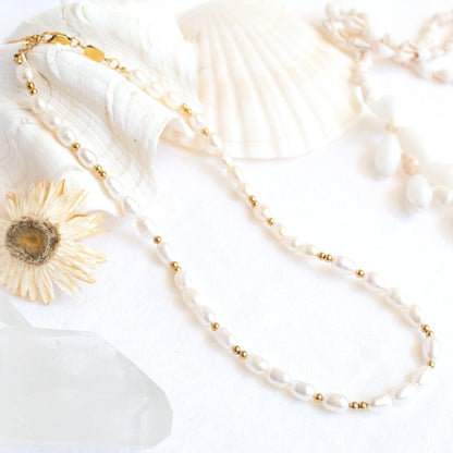 Divine Depths pearl necklace with gold accents