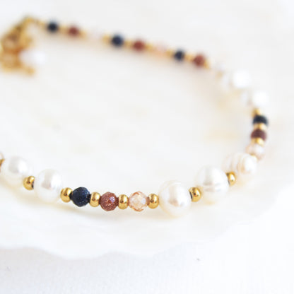 Spirit Bloom pearl and gemstone bracelet