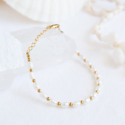 Sacred Shore pearl and gold bead bracelet