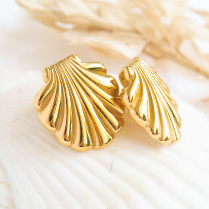 Gold seashell stud earrings
