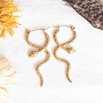 Gold Ananta Serpent hoop earrings