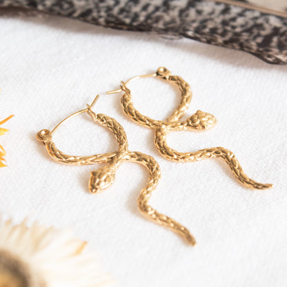 Gold Ananta Serpent Hoop Earrings