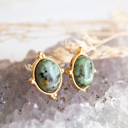 Sage Amour Earrings with green stones