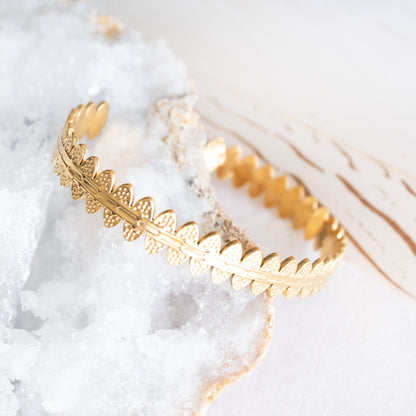 Gold leaf bangle bracelet