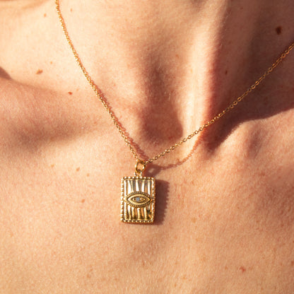 Gold Inner Temple Necklace with evil eye pendant