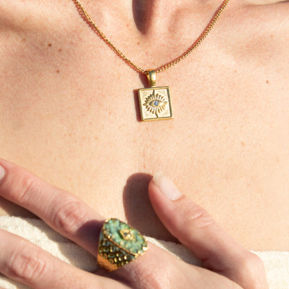 Gold Radiant Realm evil eye necklace