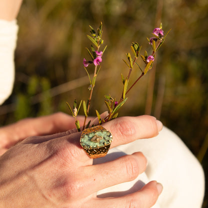 Mystic Earth Ring with green stone