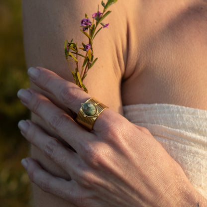 Halo Dream Ring with African Turquoise