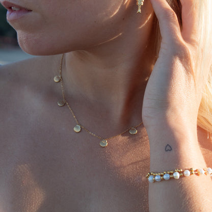 Gold Salty Kiss Necklace with shell charms