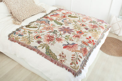 Sage & Blossom floral woven blanket