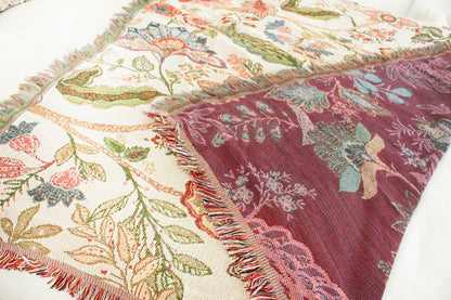 Sage & Blossom picnic rug with floral pattern