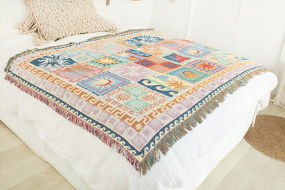 Ocean Breeze Blanket with colorful geometric pattern