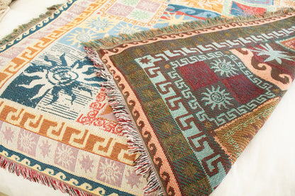 Ocean Breeze blanket/picnic rug with geometric patterns