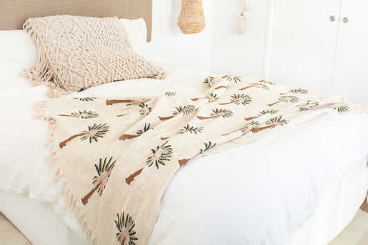 Tropical Palm Throw Blanket
