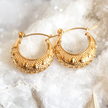 Gold Heart Boheme hoop earrings