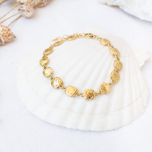 Gold Essence bracelet with hammered coin-shaped charms