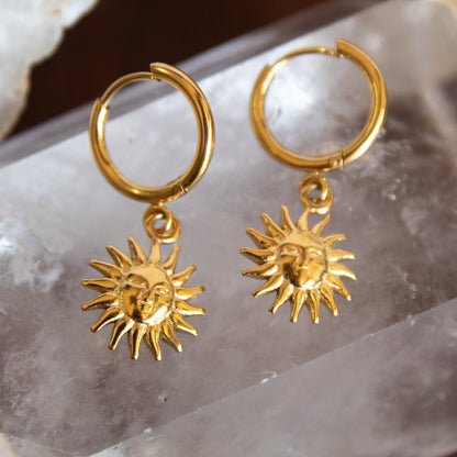 Gold sun hoop earrings