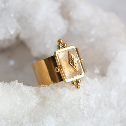 Gold Emperor Ring with rectangular stone